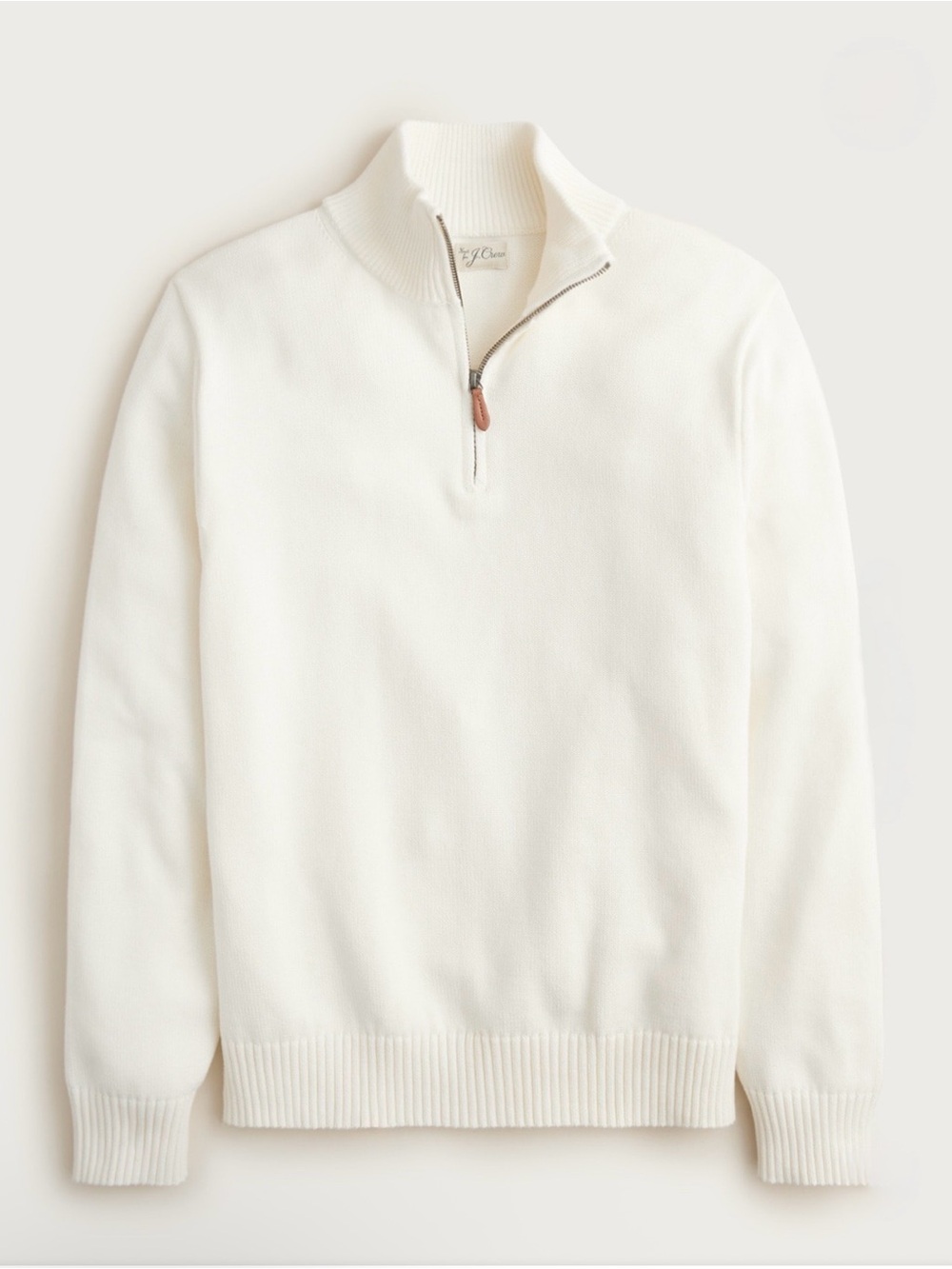 NWT J.Crew Heritage Cotton Quarter-Zip Sweater Ivory Cream Men's L